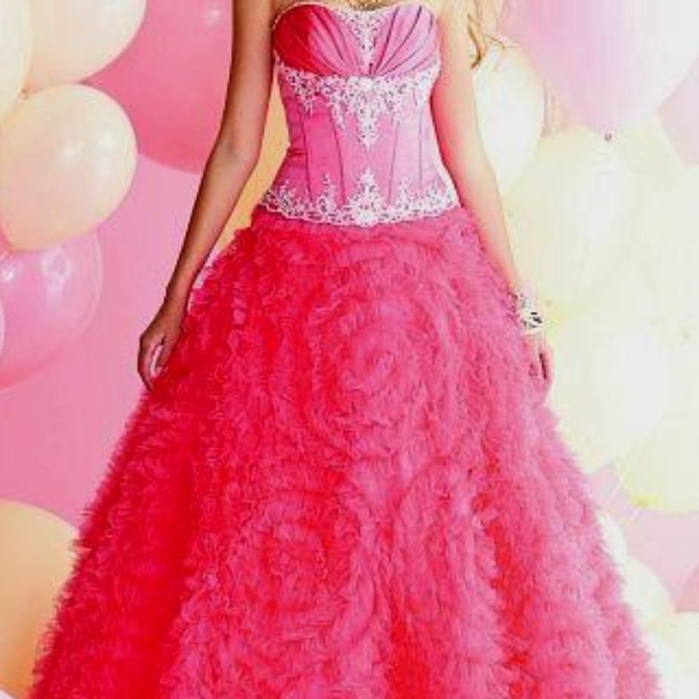 Royal Ball Punch Color Strapless Embellished Formal Evening G…